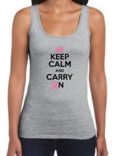 Keep Calm and Carry On Breast Cancer Awareness Juniors Tank Top Clothing