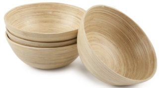 Core Bamboo 2919 Modern Small Round Bowls, Natural, Set of 4 Serving Bowls Kitchen & Dining