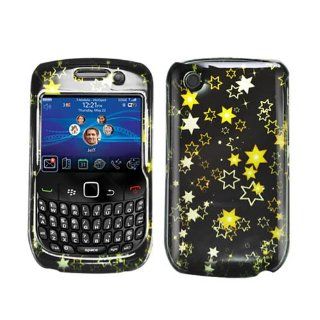 Hard Plastic Snap on Cover Fits RIM Blackberry 8520 8530 9300 9330 Curve, Curve 3G 2D Yellow Stars Glossy AT&T, Sprint, Verizon Cell Phones & Accessories