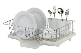 Sakura Compact Dish Rack Stainless Steel / Kitchenware Drying Rack / Dish Drainer with Removable Plastic Tray, Utensils Rack, Iron with Chrome Finished, Easy to Assemble, Silver, AE 922  