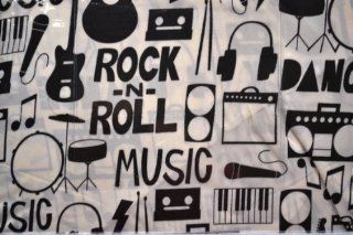Planet Snooze Rock and Roll Music Instruments Guitar, Drum, Microphone, Keyboard, Boom Box Musical Instruments Full Sheet Bedding Set   Pillowcase And Sheet Sets