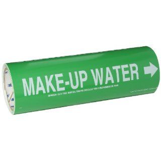 Brady 15552 Roll Form Pipe Markers, B 946, 12" X 30', White On Green Pressure Sensitive Vinyl, Legend "Make Up Water" Industrial Pipe Markers