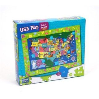 USA Map 2 in 1 Jigsaw Puzzle 300 Pieces Double Sided Jigsaw Puzzle Toys & Games