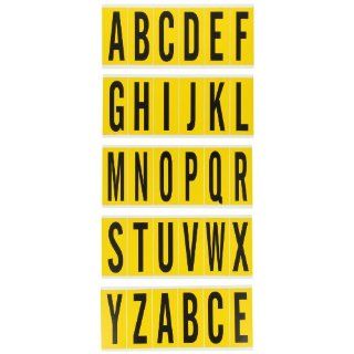 Brady 97606 15 Series 3 1/2" Height, 1 1/2" Width, B 946 High Performance Vinyl, Black On Yellow Color 10 Labels Per Card Indoor Or Outdoor Label Combination Pack, Letter Assortment "A Thru Z" (Pack Of 25 Cards) Industrial Warning Sign