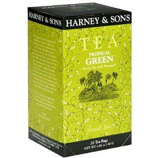 Harney & Sons Green Tea, with Pineapple, Tropical, Case of Six 20 Tea Bags each (120 bags)  Harney And Sons Tropical Green Tea  Grocery & Gourmet Food
