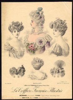 Antique Prints HAIR STYLE HEADDRESS FRENCH 200.11.1905 Hennequin 1905   Lithographic Prints