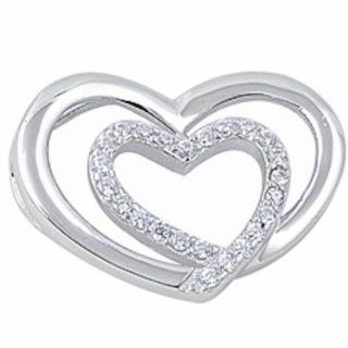 Cz Hearts .925 Sterling Silver Pendant Jewelry