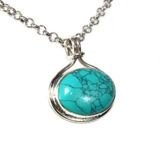 .925 Sterling Silver and Turquoise Classic Pendant Jewelry