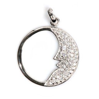 Moonshine CZ Pendant 24MM Sterling Silver 925 Jewelry