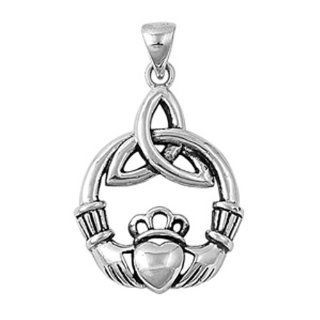 Claddagh Heart .925 Sterling Silver Pendant Jewelry
