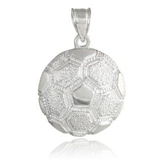 925 Sterling Silver Sports Charm Textured Soccer Ball Pendant Jewelry