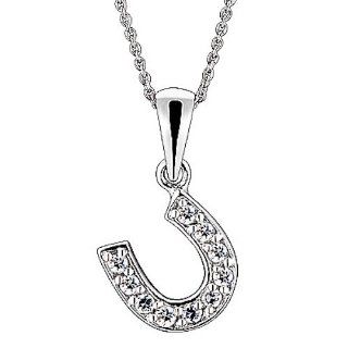 925 Sterling Silver Cubic Zirconia Horseshoe Charm Pendant/Necklace 18 Inches 925 Silver Chain Jewelry