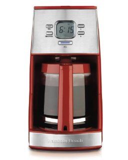 Hamilton Beach Ensemble 12 Cup Coffeemaker with Glass Carafe, Red Kitchen & Dining
