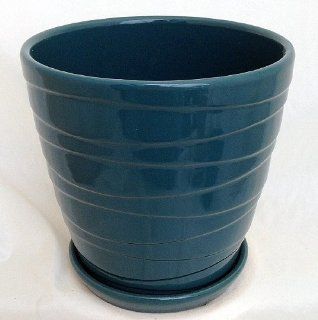 Oslo Cone Glazed Ceramic Pot/Saucer   Rust   6.75" x 6.75" plus Felt Feet  Patio, Lawn & Garden