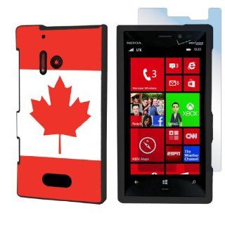 Nokia Lumia 928 Black Protective Case + Screen Protector By SkinGuardz   Canadian Flag Cell Phones & Accessories