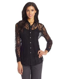 Chaus Women's Long Sleeve Button Up Lace Big Shirt with CDC