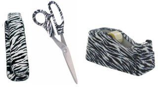 Zebra Print Desk Set   Scissors Tape Dispenser and Stapler  Zebra Desk Accessories  