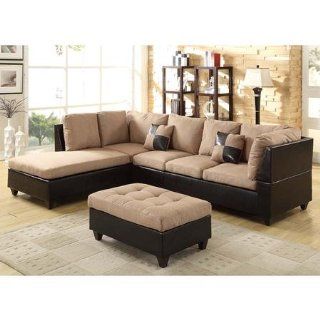 Aniela Chaise Sectional Sofa Set   Saddle Microfiber by YT Furniture  