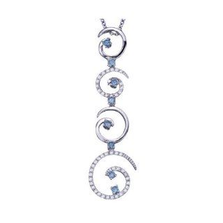 Blue & White Diamond Pendant Jewelry