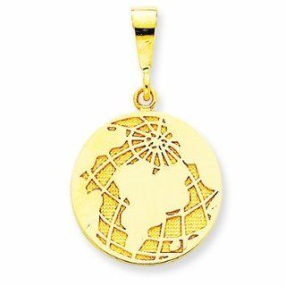14K Gold Globe Pendant Globe Gold Charm Jewelry