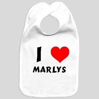 Baby bib with I Love Marlys (first name/surname/nickname)  Baby