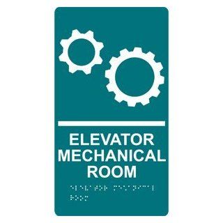 ADA Elevator Mechanical Room Braille Sign RRE 935 WHTonBHMABLU  Business And Store Signs 