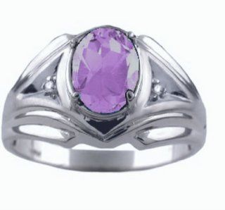 Mens Syntheitc Simulated Alexandrite & Diamond Ring Your Choice of 14K White or Yellow Gold Band Jewelry