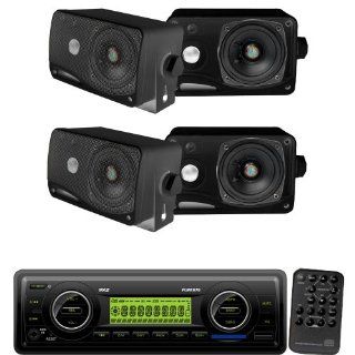 Pyle Marine Radio Receiver and Speaker Package   PLMR87WB AM/FM MPX IN Dash Marine  Player/Weatherband/USB & SD / MMC Card Function (Black)   2x PLMR24B 2 Pairs of 3.5'' 200 Watt 3 Way Weather / Water Proof Mini Box Speaker System  Vehicle 