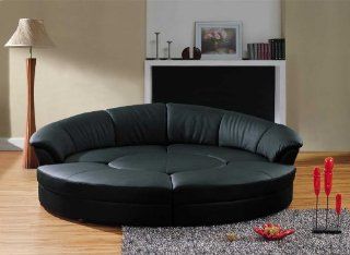 Vig Furniture Modern Black Leather Circular Sectional Sofa  Circle   Round Couch