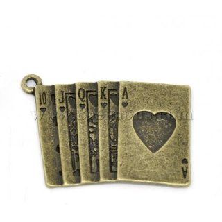 Antique Bronze Poker Charm Pendants 34x22mm sold per pack of