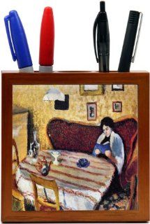 Rikki KnightTM August Macke Art Our Living Room in Tegernsee Design 5 Inch Tile Wooden Tile Pen Holder  Pencil Holders 