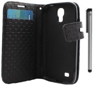 For Samsung Galaxy S4 IV i9500 Deluxe Leather Design Wallet Diary Card Holder Cover Case with ApexGears Stylus Pen (Black) Cell Phones & Accessories