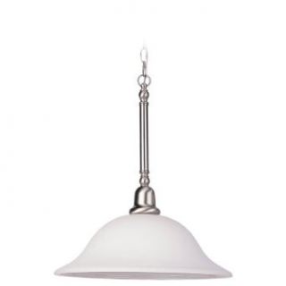 Sea Gull Lighting 69461BLE 962 Single Light Sussex Fluorescent Pendant, Satin White Glass Shades and Brushed Nickel   Ceiling Pendant Fixtures  