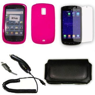 (5 Pack Combo) SAR940.SKHP.10R2.10.P45.73 Samsung Lightray 4G R940 Hot Pink Silicone Skin Case / Rubber Soft Sleeve Protector Cover + 2X Clear Screen Protector Shield + Plug in Car Charger + Horizontal Premium Pouch + Live My Life Wristband Electronics