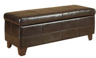 Modus Furniture Upholstered Milano Storage Bench, Chocolate Leatherette   Leather Bench