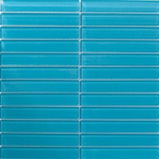 Susan Jablon Mosaics   1x6 Inch Turquoise Blue Subway Glass Tile    