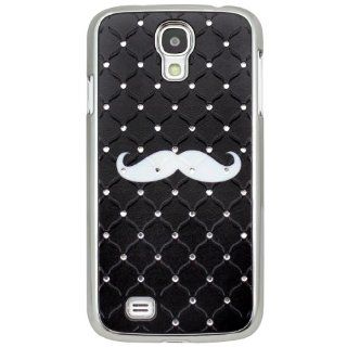 New Fashion Stylishly Cool Series New Arrival Ultra Slim Full Luxury Shining Stars Bling Crystals Black Back Protector Case Cover for SamSung Galaxy SIV S4 I9500 (White Humorous Whiskers) Retail Packaging Cell Phones & Accessories