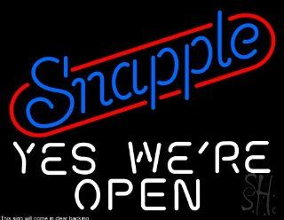 Snapple Yes We Re Open Clear Backing Neon Sign 24" Tall x 31" Wide  Business And Store Signs 