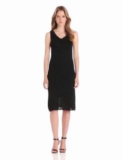 Evolution by Cyrus Women's Sleeveless Cowl Neck Pointelle Dress With Slip, Black, Small
