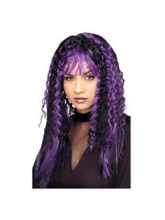 Crimped Purple and Black Witch Wig Adult Costume Wigs Clothing