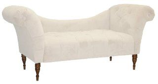 Skyline Furniture Roslyn Double Arm Tufted Chaise Lounge, White Velvet   Settee