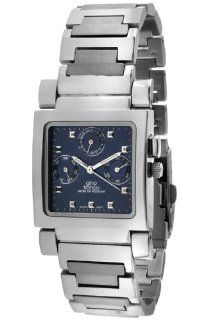 gino franco Men's 971BL Square Stainless Steel Multi Function Bracelet Watch Watches