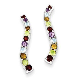 Sterling Silver Multicolor Gemstone Post Earrings, Best Quality Free Gift Box Satisfaction Guaranteed Jewelry