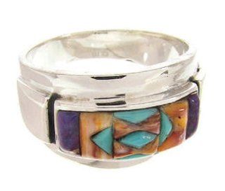 Multicolor Southwestern Silver Ring Size 7 3/4 XS58043 Jewelry