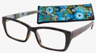 Blue/Olive "Interior Floral" Women's Fashion Reading Glasses by ICU (2.25) Clothing