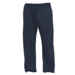 Youth Solid Navy Blue Essential Open Bottom Fleece Pants Unisex Clothing