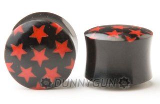 3/4" Pair Red Star Constellation Horn Gauged Plugs Dunnygun Organic Jewelry Body Piercing Plugs Jewelry