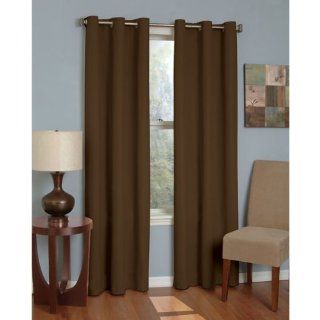 95" Long Chocolate Microfiber Eclipse Thermaback Blackout Insulated Grommet Top Curtain Panel   Window Treatment Panels