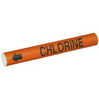Brady 4310 B Black on Orange, Snap On Pipe Marker, Legend "Chlorine" Industrial Pipe Markers