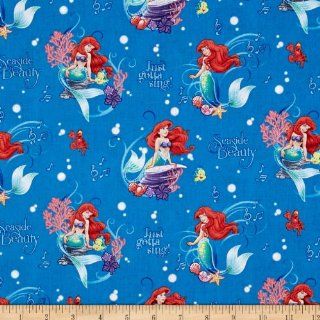 Disney Little Mermaid Musical Scenic Blue Fabric